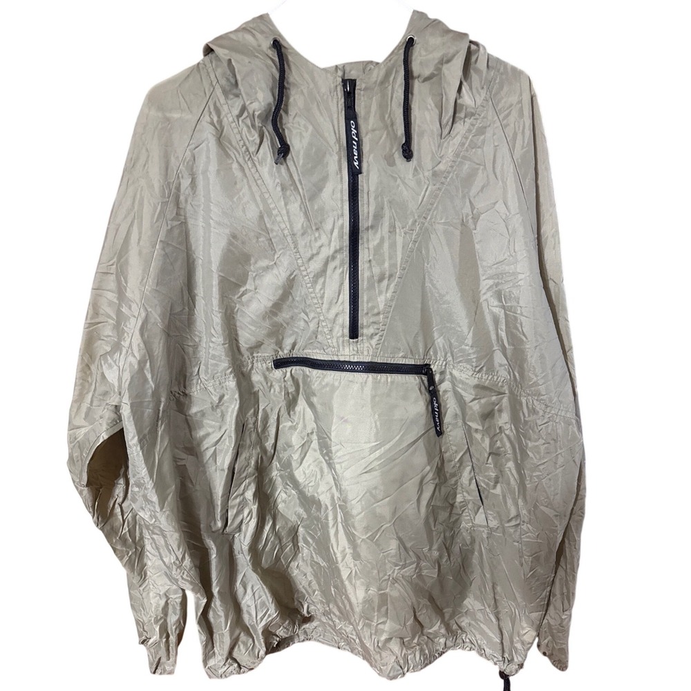 Old Navy Anorak Beats The Weather Tan Khaki Half Zip Windbreaker Mens XL
